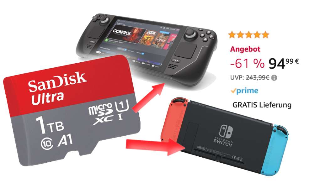 Zockerpuls - 1 TB microSD Karte für Steamdeck & Nintendo Switch extrem günstig