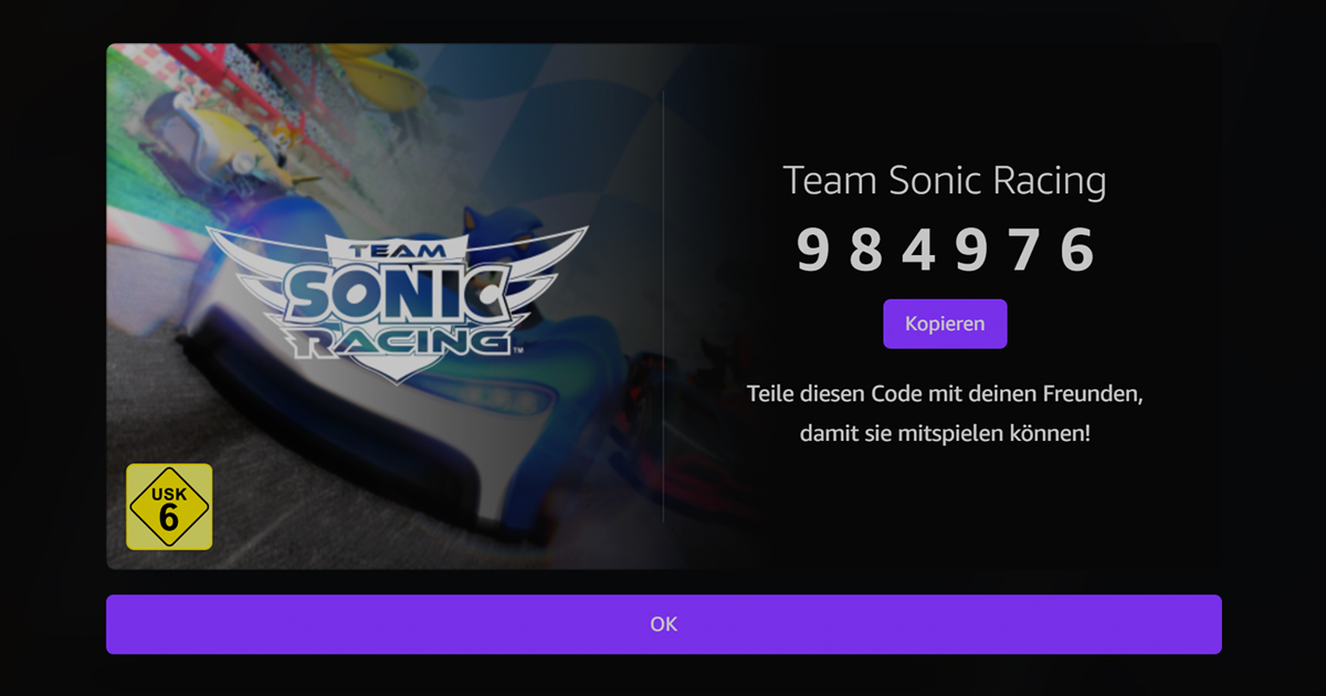 Zockerpuls - Amazon Luna Couch Code Beispiel Team Sonic Racing