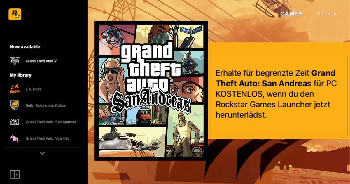Zockerpuls - GTA San Andreas jetzt gratis zum Rockstar Games Launcher