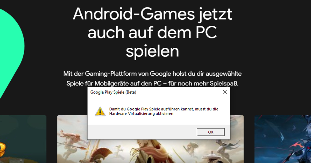 Zockerpuls - Google Play Spiele - Hardware-Virtualiserung aktivieren