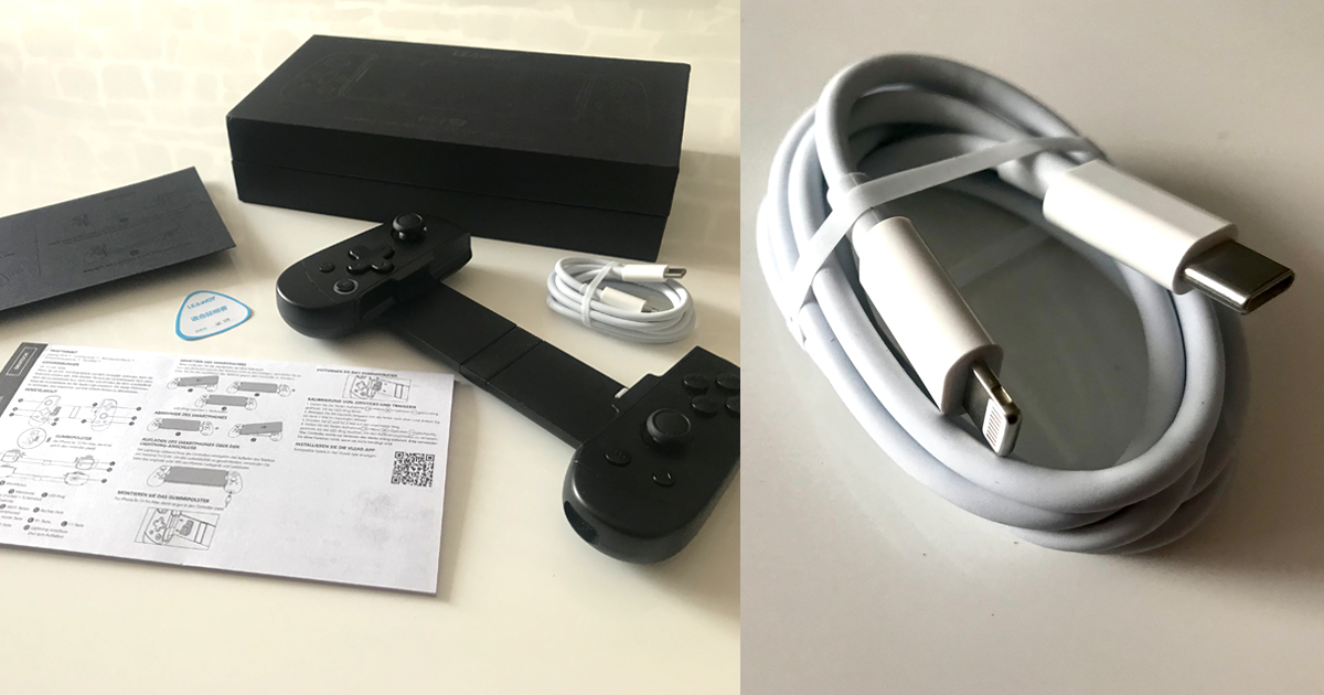 Zockerpuls - LeadJoy M1B Mobile Gaming Controller für iPhone USB-C Lightning Kabel