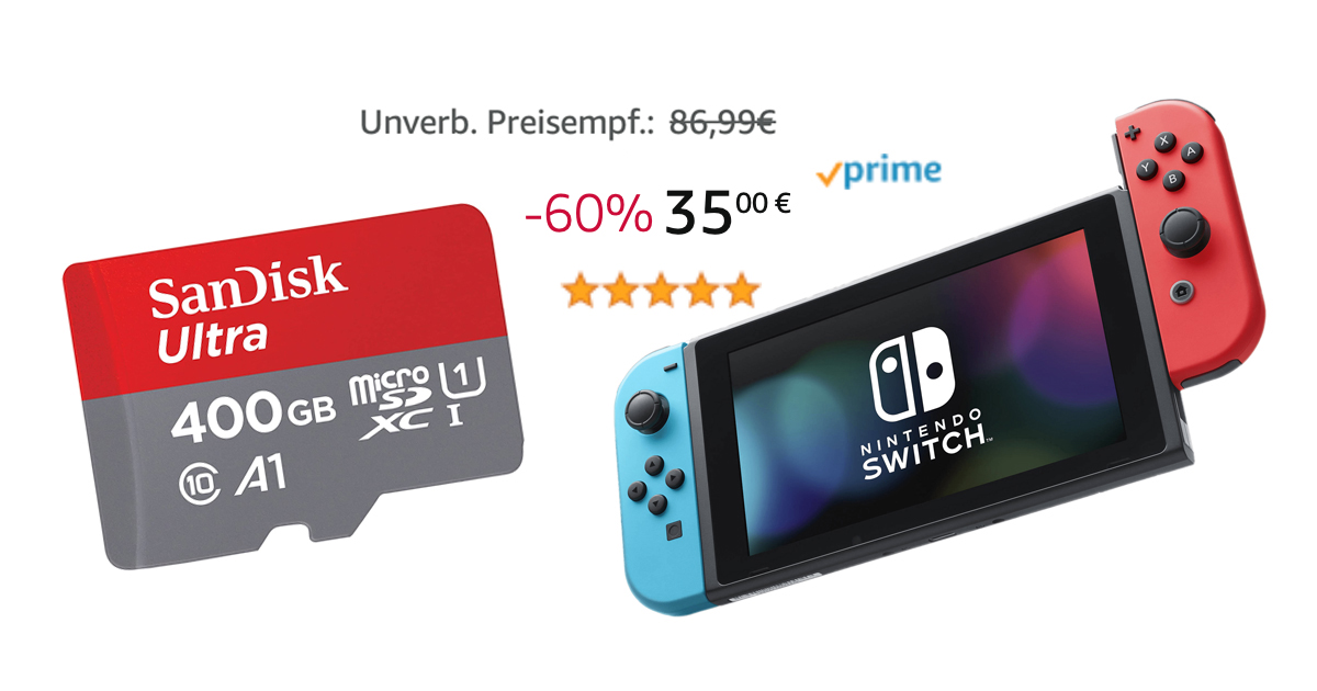 Zockerpuls - Nintendo Switch Speicherkarte mit 400 GB extrem günstig
